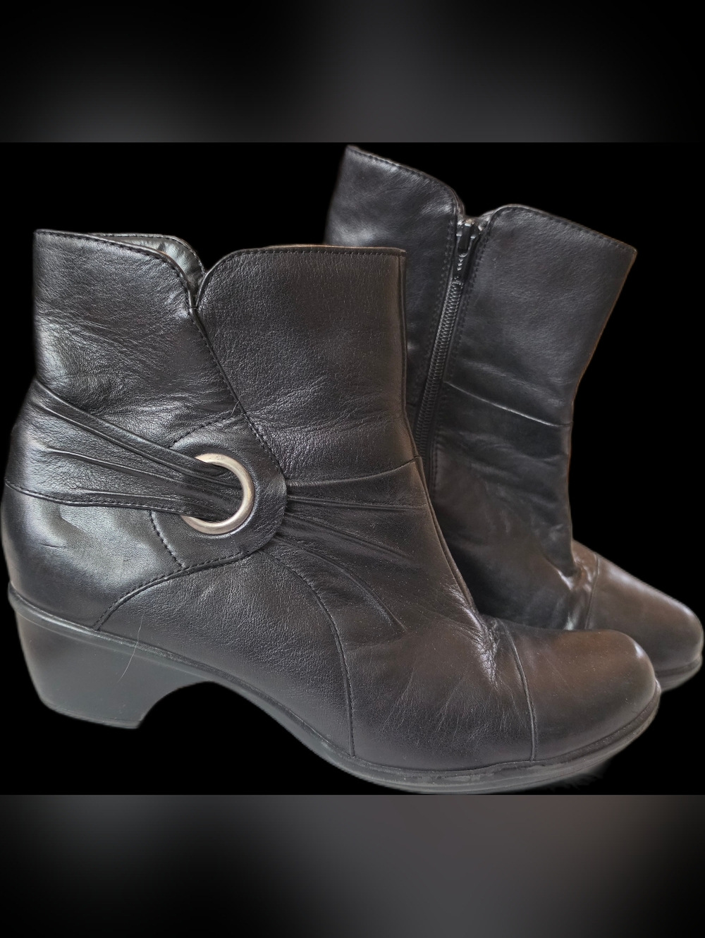 Clarks Black Leather Ankle Boots
